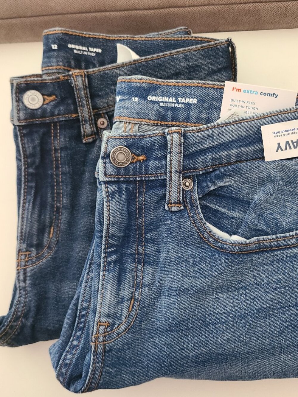 Lot Of 2 Old Navy Boys Sz 12 Original Taper Built In Flex Jeans